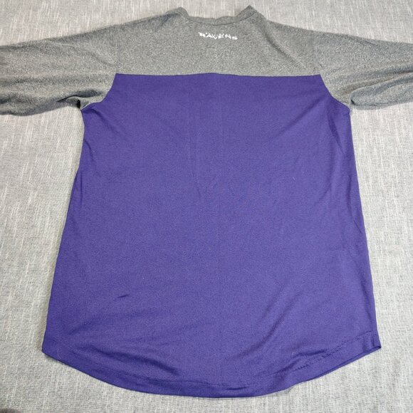 Baltimore Ravens Nike Dri-Fit Team Apparel Shirt Size Medium Purple Gray Raglan - Picture 9 of 14